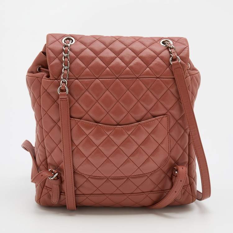 Pre Owned Chanel Rust Brown Quilted Leather Large Urban Spirit Backpack