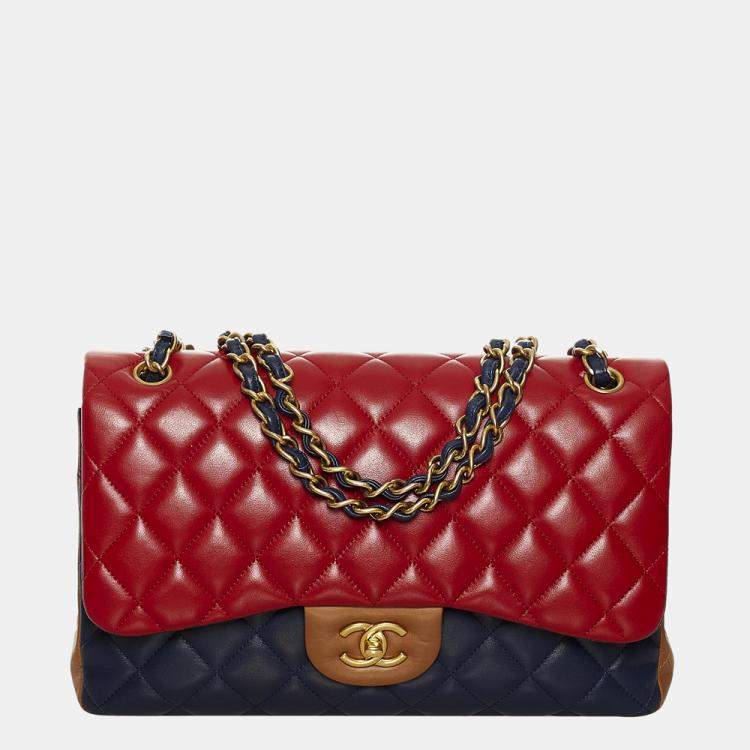 Chanel Blue/Red Tricolor Medium Classic Double Flap bag Chanel