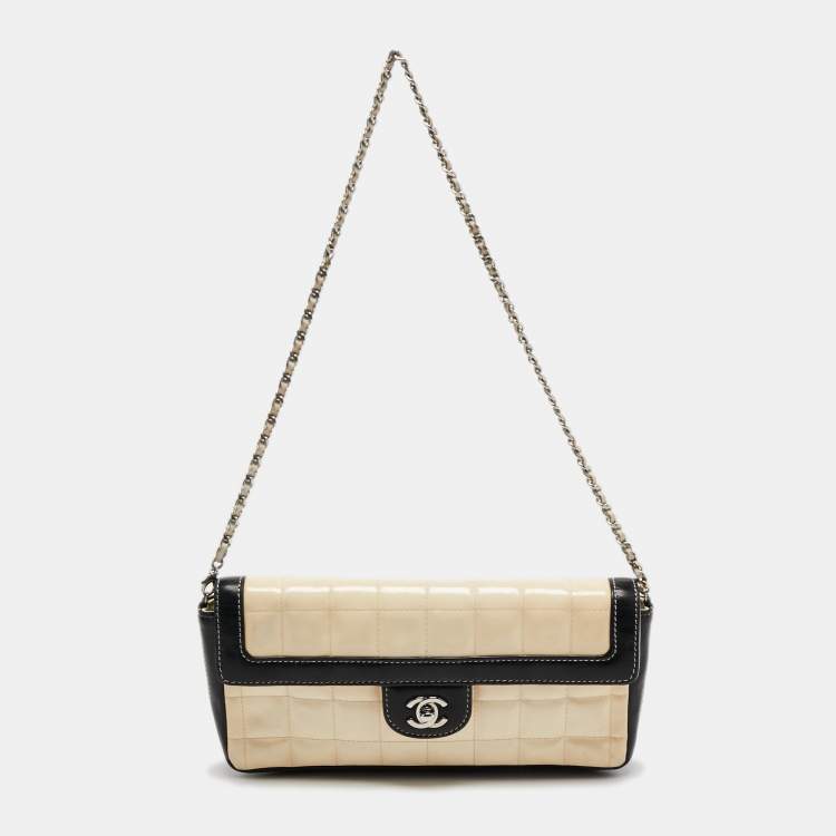 Chanel Black/ Off White Quilted Patent Leather CC East West Chocolate Bar  Flap Bag Chanel | The Luxury Closet