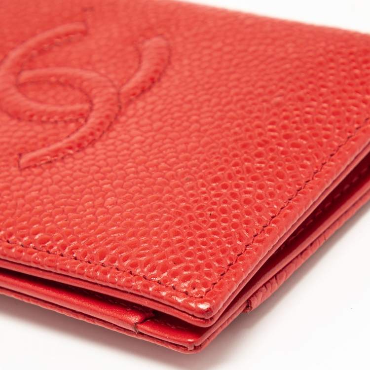 Pre Owned Chanel Black Caviar Leather CC Bifold Card Case