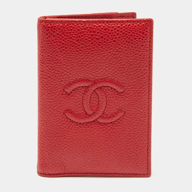 Pre Owned Chanel Black Caviar Leather CC Bifold Card Case
