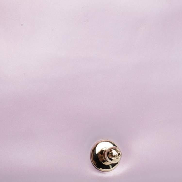 Pre Owned Chanel Light Purple Quilted Patent Leather Medium Boy Bag