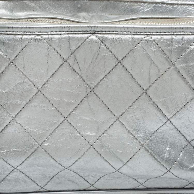 Pre Owned Chanel Silver Quilted Leather Gabrielle Hobo 