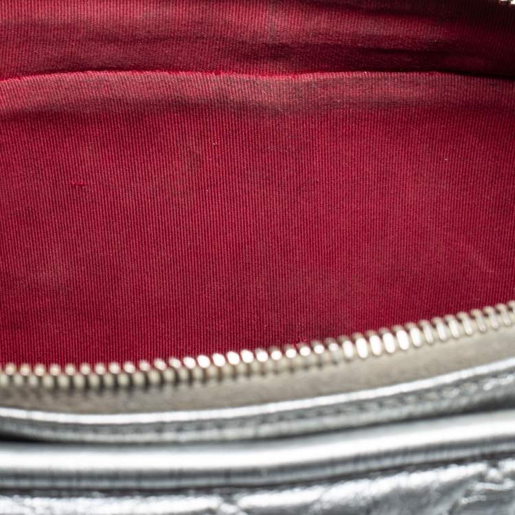 Pre Owned Chanel Silver Quilted Leather Gabrielle Hobo 