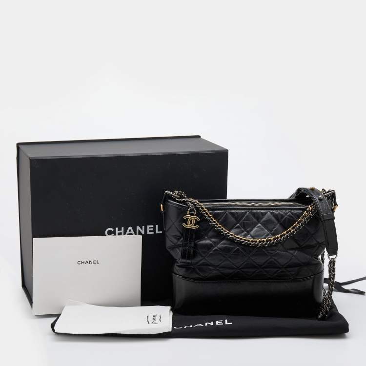 Pre Owned Chanel Black Quilted Leather Medium Gabrielle Hobo