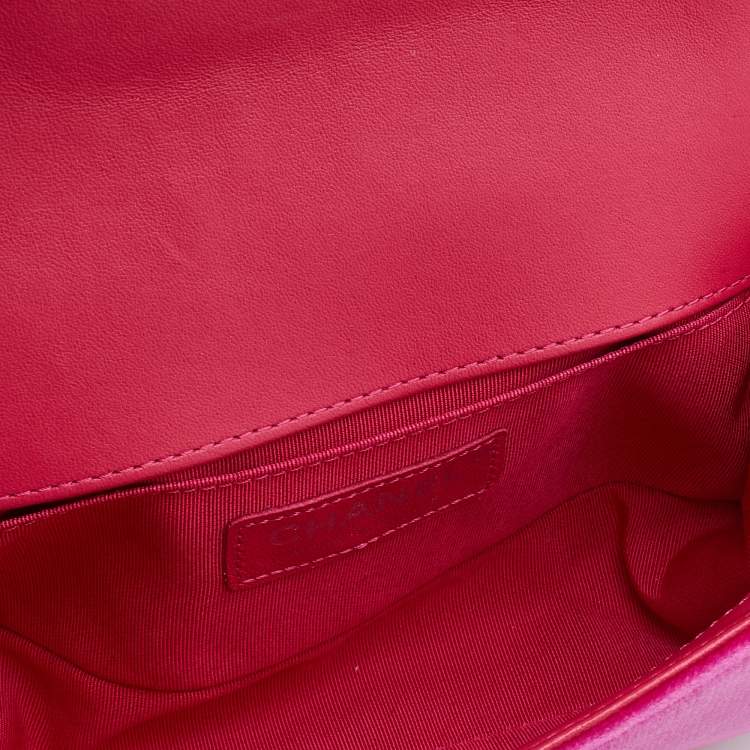 Pre Owned Chanel Pink Quilted Velvet Small Boy Bag