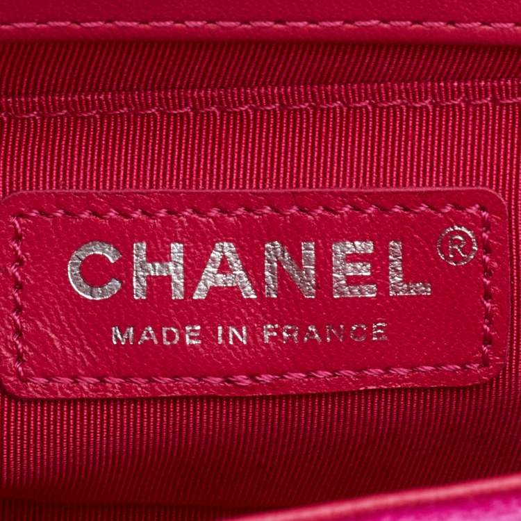 Pre Owned Chanel Pink Quilted Velvet Small Boy Bag