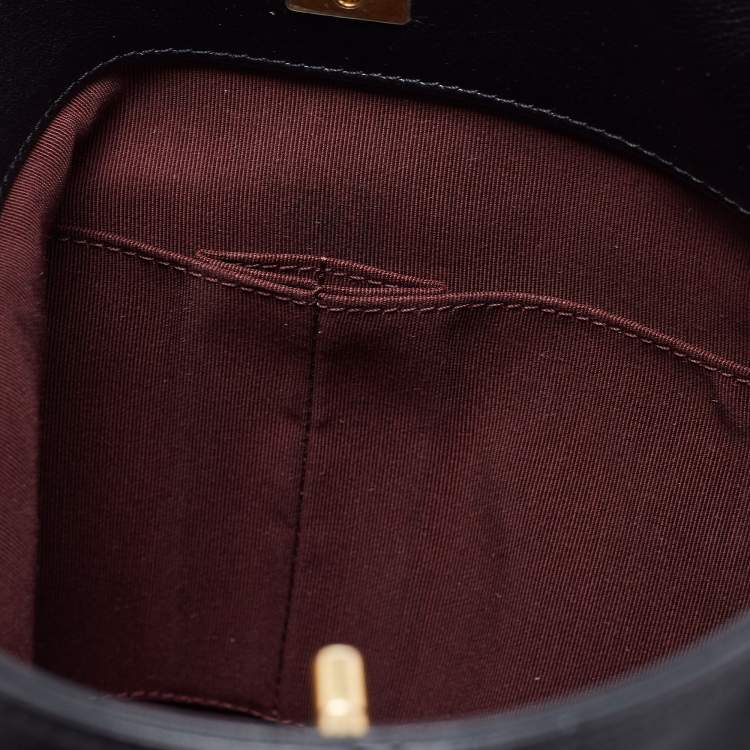 Pre Owned Chanel  Black Quilt Stitched Leather Button Up Hobo