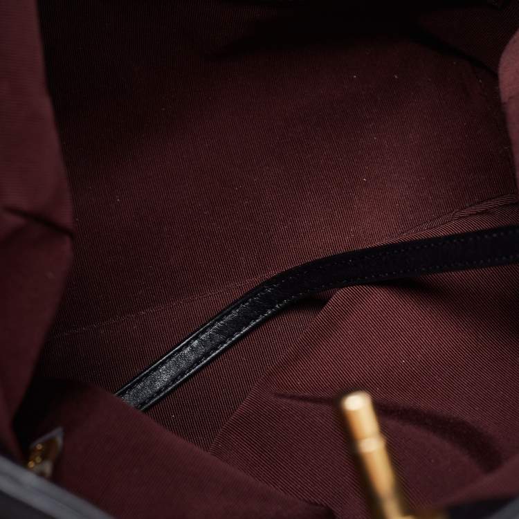 Pre Owned Chanel  Black Quilt Stitched Leather Button Up Hobo