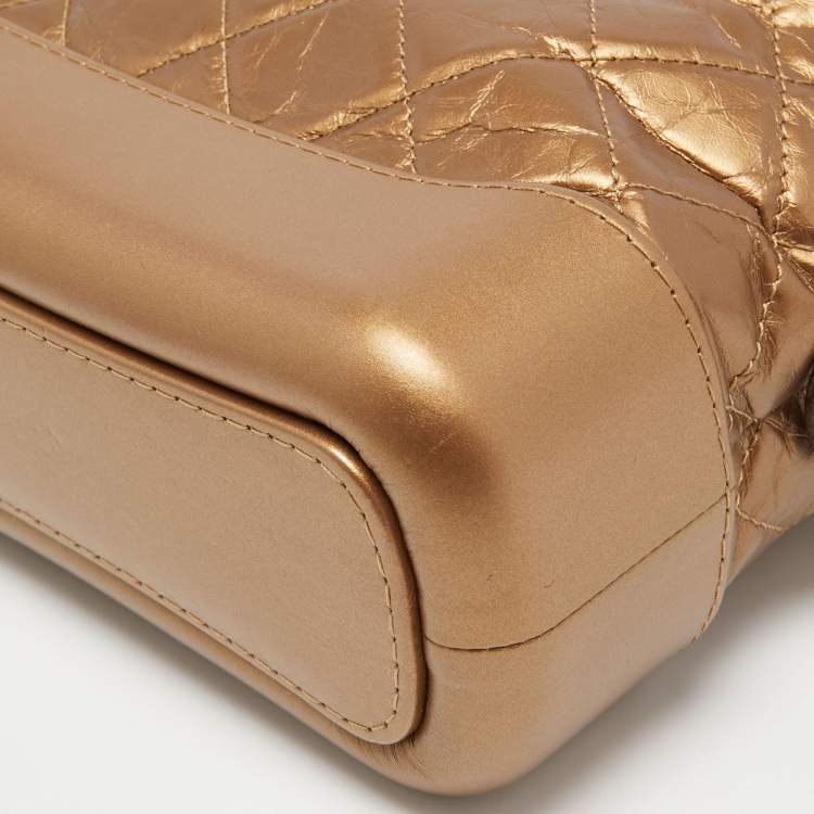 Pre Owned Chanel Metallic Brown Quilted Leather Small Gabrielle Hobo