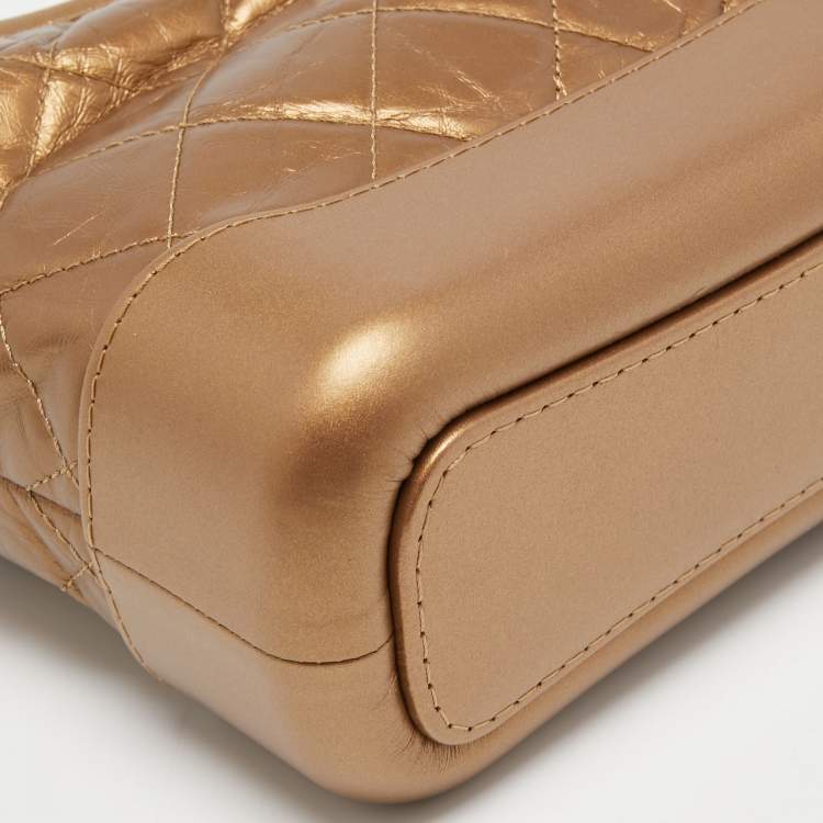 Pre Owned Chanel Metallic Brown Quilted Leather Small Gabrielle Hobo