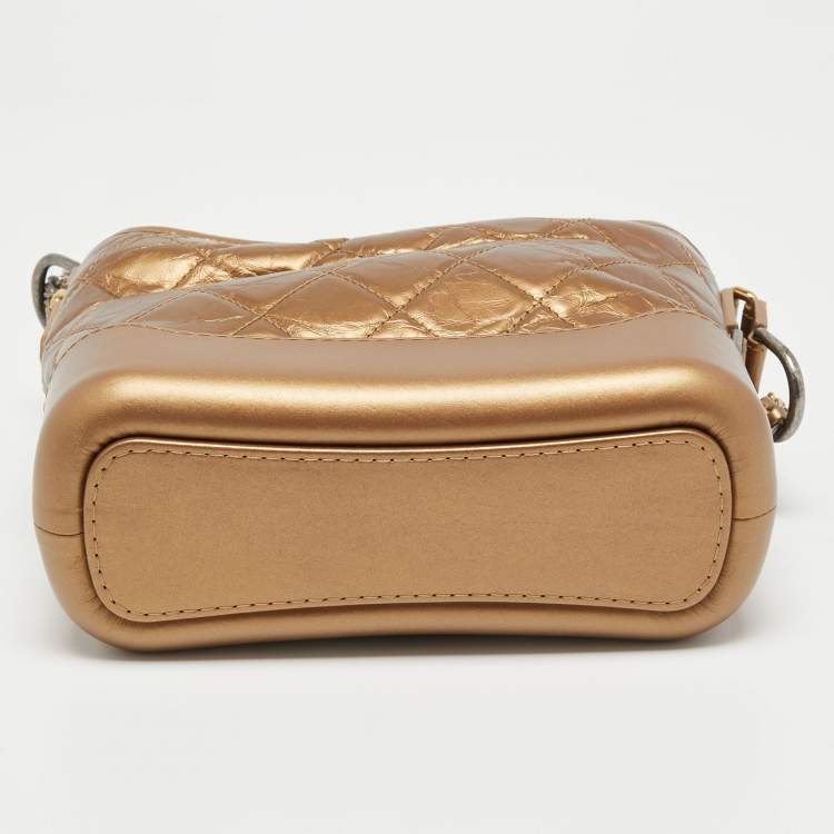 Pre Owned Chanel Metallic Brown Quilted Leather Small Gabrielle Hobo