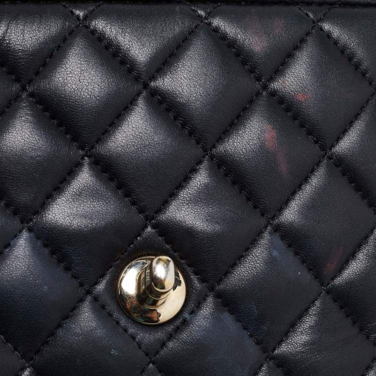 Pre Owned Chanel Black Quilted Leather Mini Square Classic Flap Bag