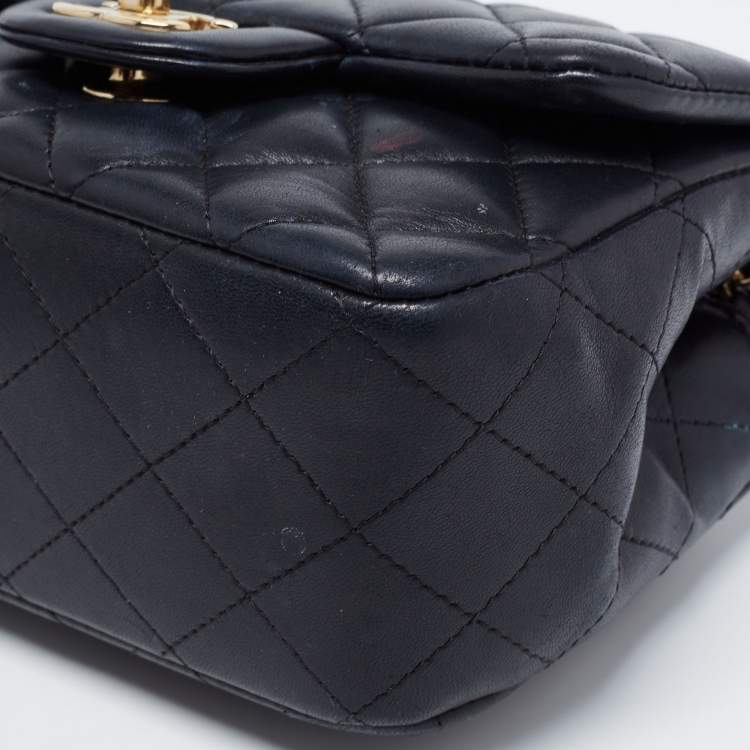 Pre Owned Chanel Black Quilted Leather Mini Square Classic Flap Bag