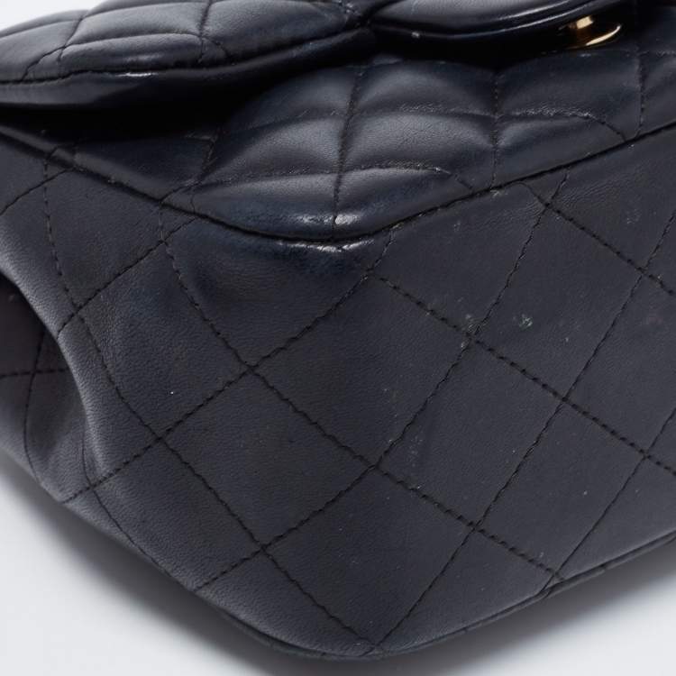 Pre Owned Chanel Black Quilted Leather Mini Square Classic Flap Bag