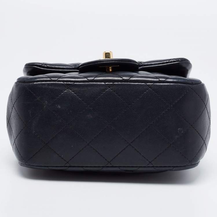 Pre Owned Chanel Black Quilted Leather Mini Square Classic Flap Bag