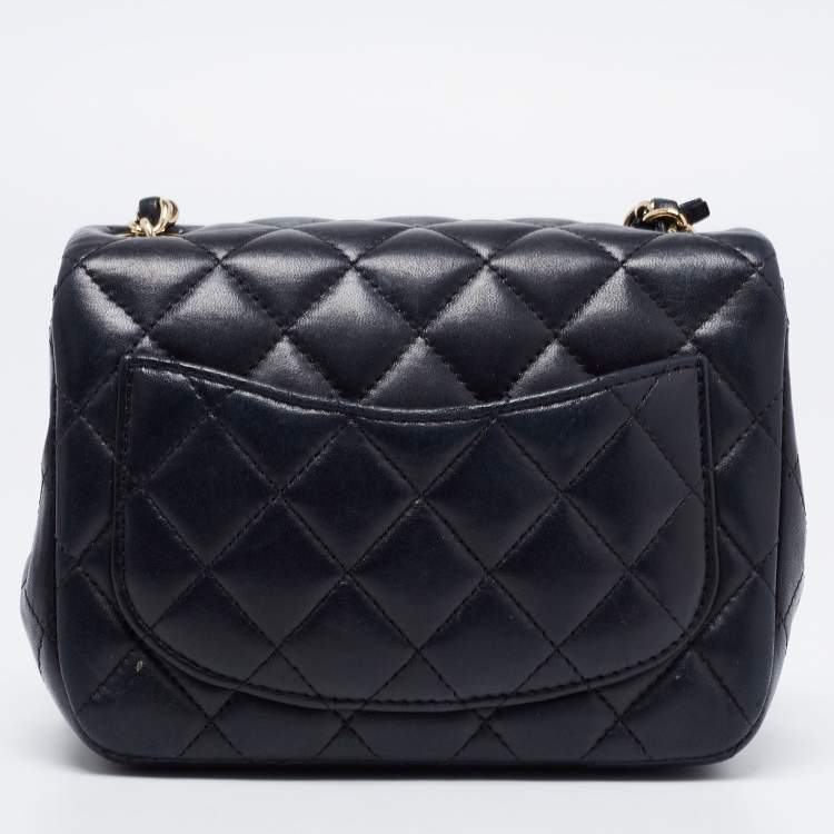 Pre Owned Chanel Black Quilted Leather Mini Square Classic Flap Bag