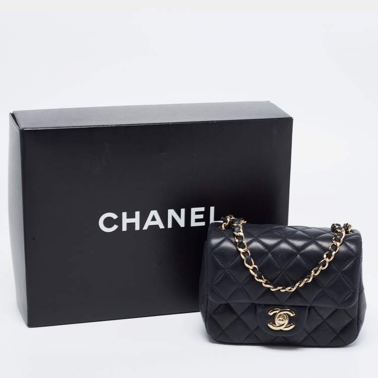 Pre Owned Chanel Black Quilted Leather Mini Square Classic Flap Bag
