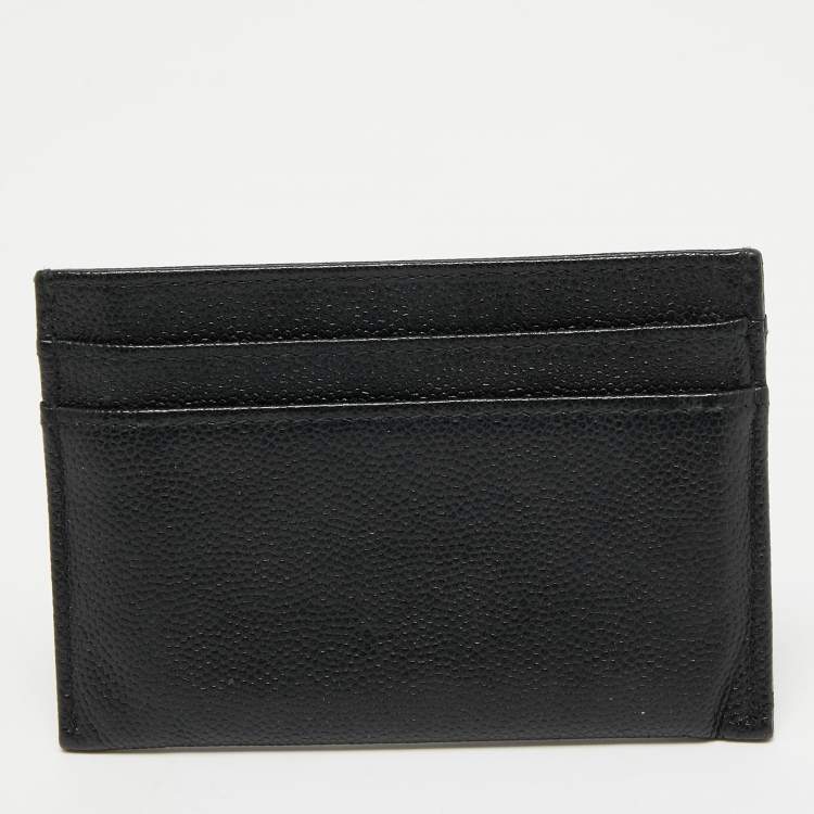 Pre Owned Chanel Black Caviar Leather CC Button Card Holder