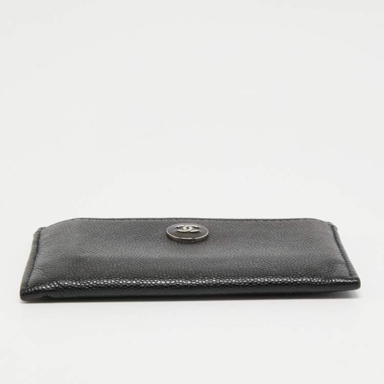 Pre Owned Chanel Black Caviar Leather CC Button Card Holder