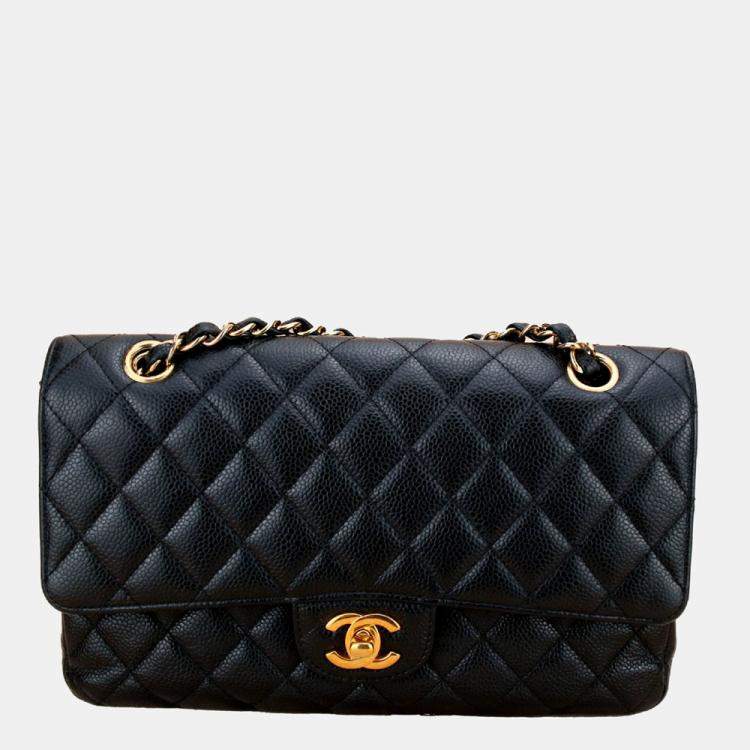 Chanel Black Caviar Leather Medium Classic Double Flap 2017 Shoulder Bag  Chanel