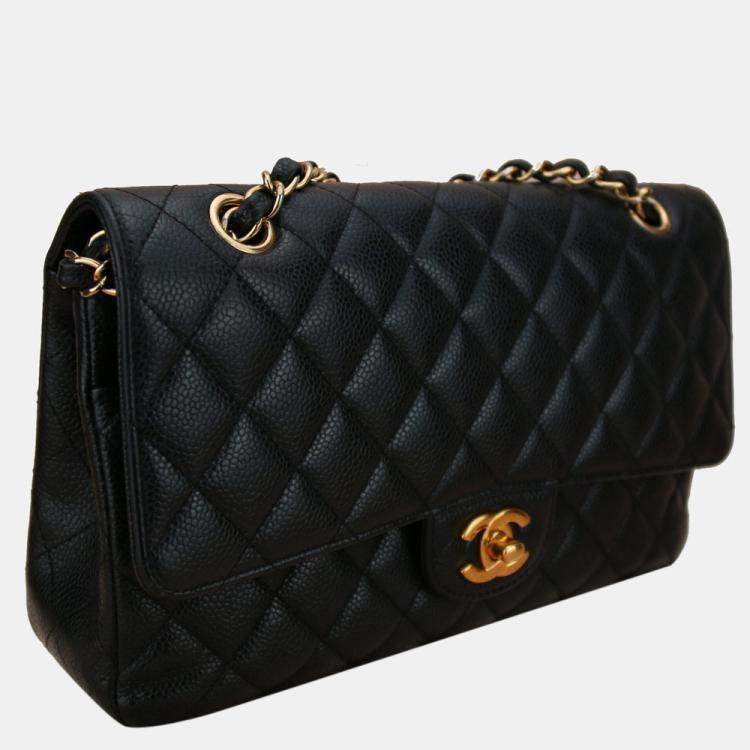 Chanel Black Caviar Leather Medium Classic Double Flap 2017 Shoulder Bag  Chanel