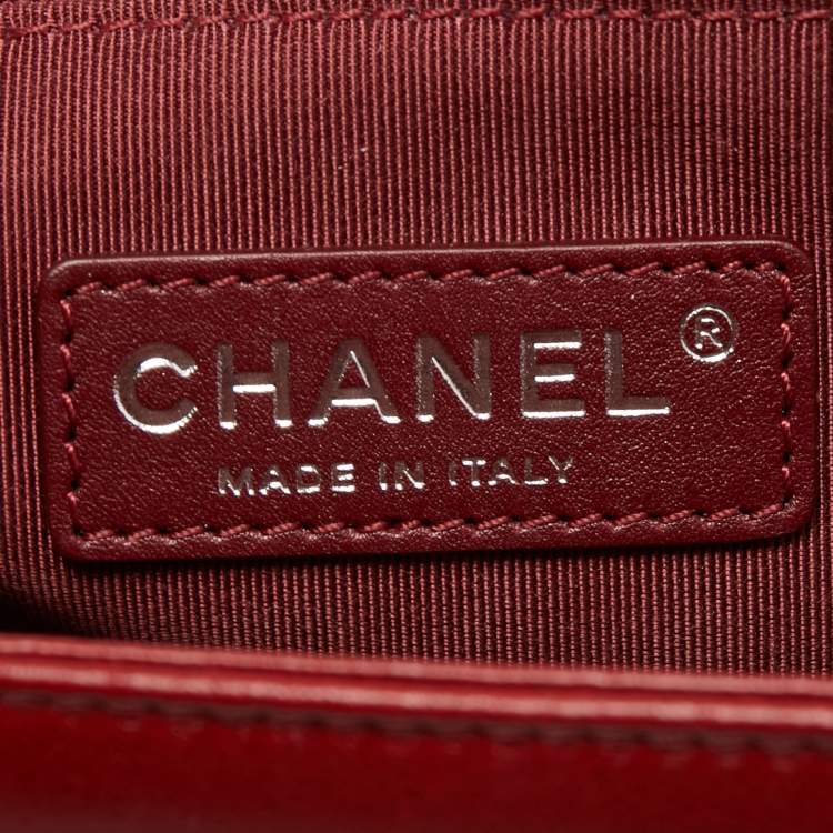 Pre Owned Chanel Red Quilted Leather Large Boy Flap Bag