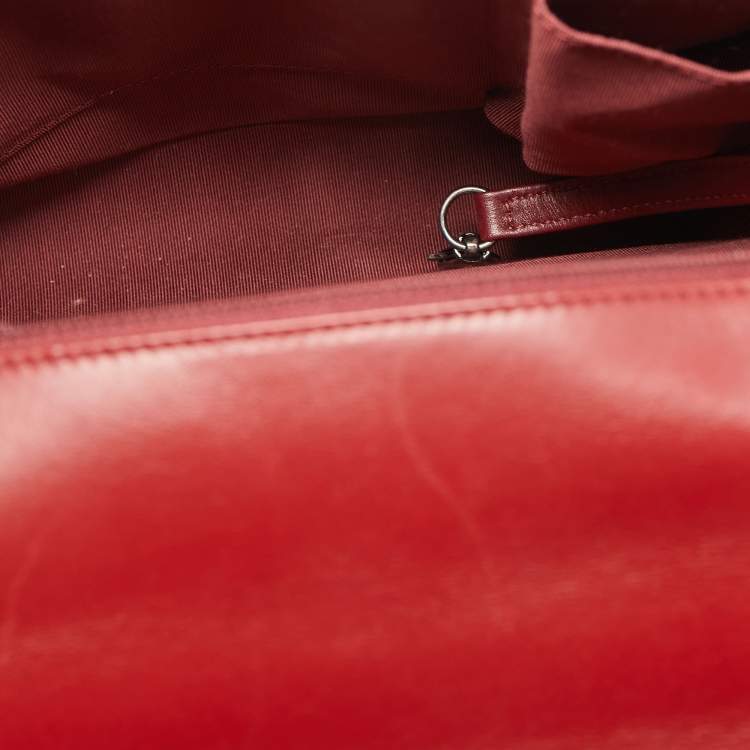 Pre Owned Chanel Red Quilted Leather Large Boy Flap Bag