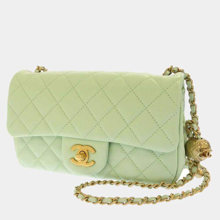 Chanel Green Lambskin Leather Rectangular Mini Pearl Crush Flap Bag  Shoulder Bag Chanel | The Luxury Closet