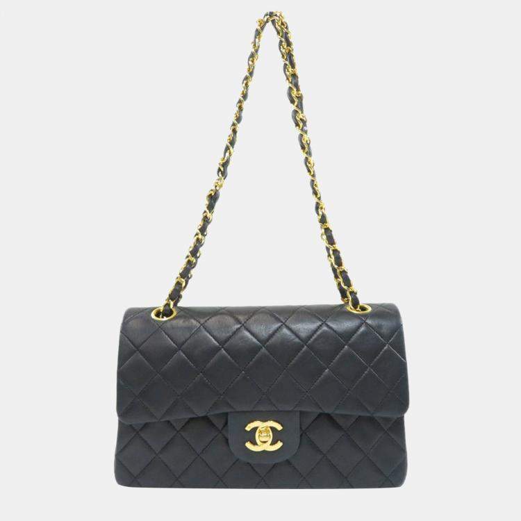 Chanel Black Leather Small Classic Double Flap Shoulder Bag Chanel
