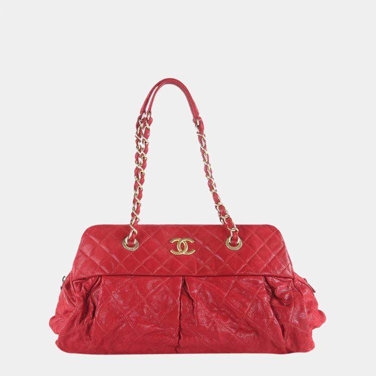 Chanel Red Quilted Iridescent Leather Chic Quilt Flap Bag Chanel