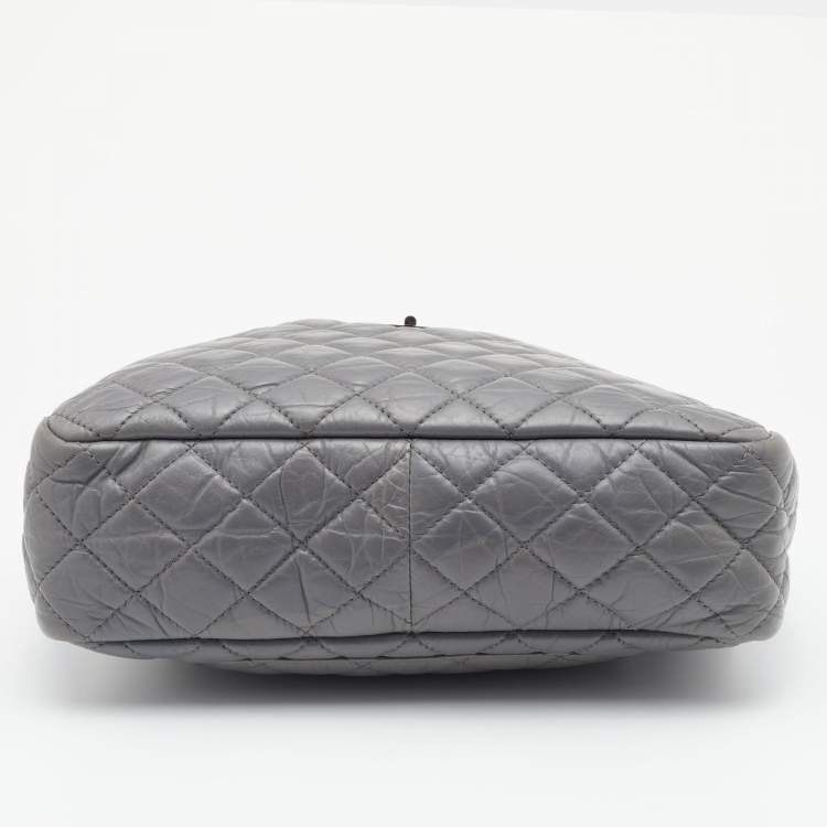 Pre Owned Chanel Grey Quilted Leather Large Reissue Camera Case Bag