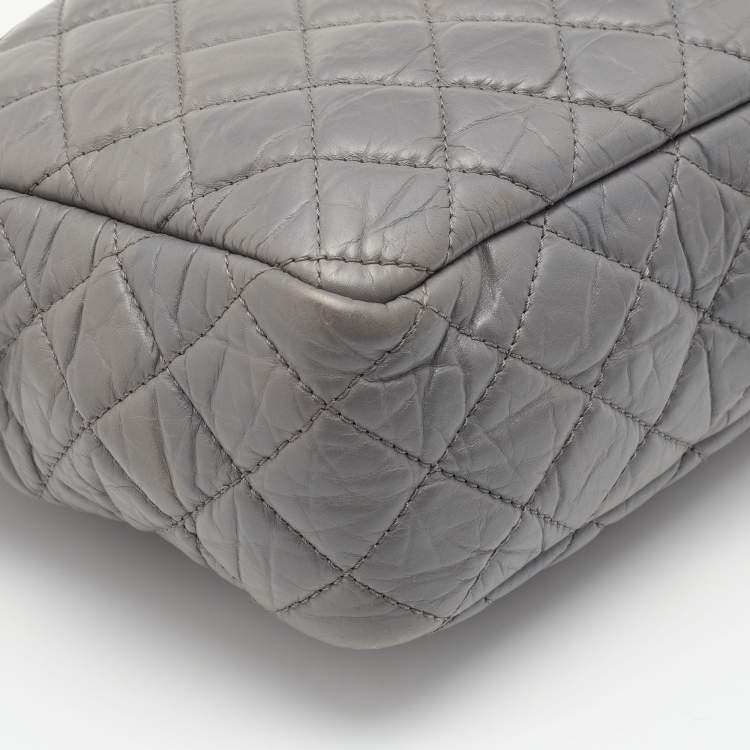 Pre Owned Chanel Grey Quilted Leather Large Reissue Camera Case Bag