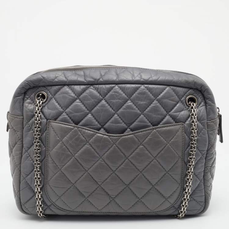 Pre Owned Chanel Grey Quilted Leather Large Reissue Camera Case Bag