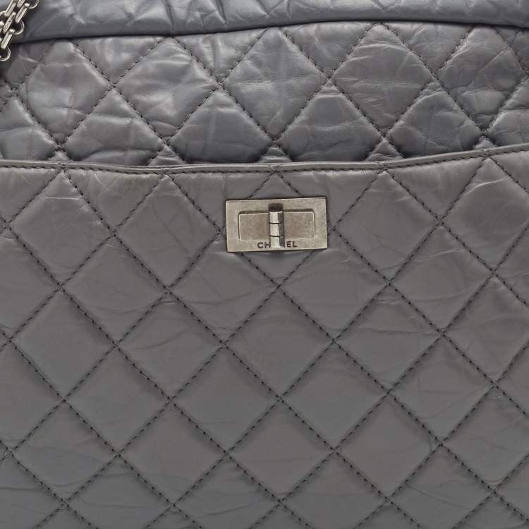 Pre Owned Chanel Grey Quilted Leather Large Reissue Camera Case Bag