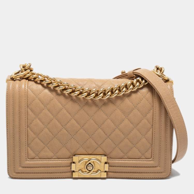 Chanel Beige Quilted Caviar Leather Medium Boy Flap Bag Chanel | The Luxury  Closet