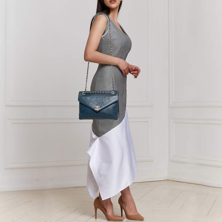 Chanel Blue Quilted Leather Medium Paris-Seoul Coco Envelope Flap