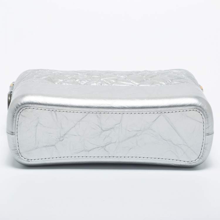 Pre Owned Chanel Silver Quilted Leather Large Gabrielle Hobo