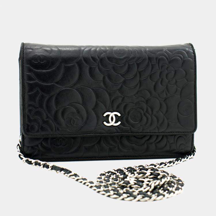 Chanel Black Leather camellia Wallet On Chain Chanel | TLC