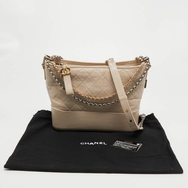 Pre Owned Chanel Beige Quilted Leather Large Gabrielle Hobo 