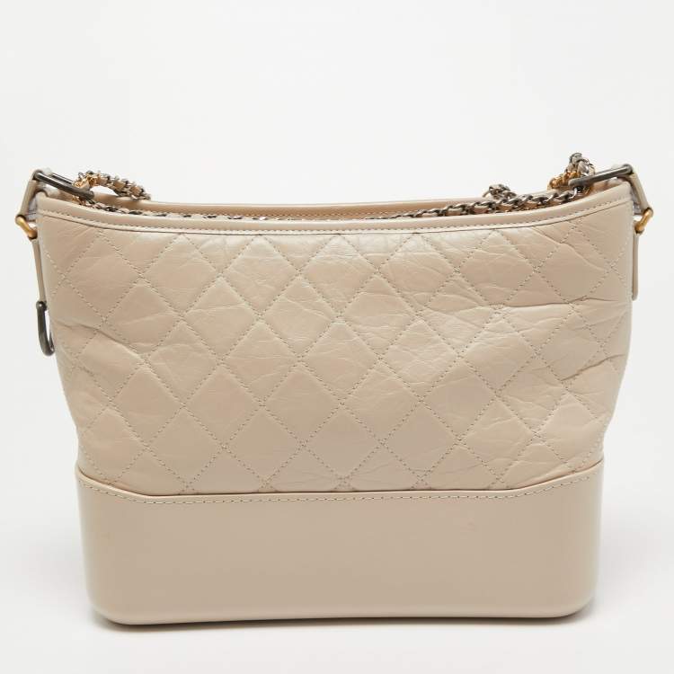 Pre Owned Chanel Beige Quilted Leather Large Gabrielle Hobo 