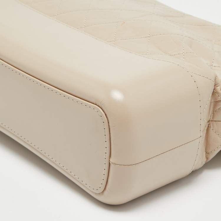 Pre Owned Chanel Beige Quilted Leather Large Gabrielle Hobo 