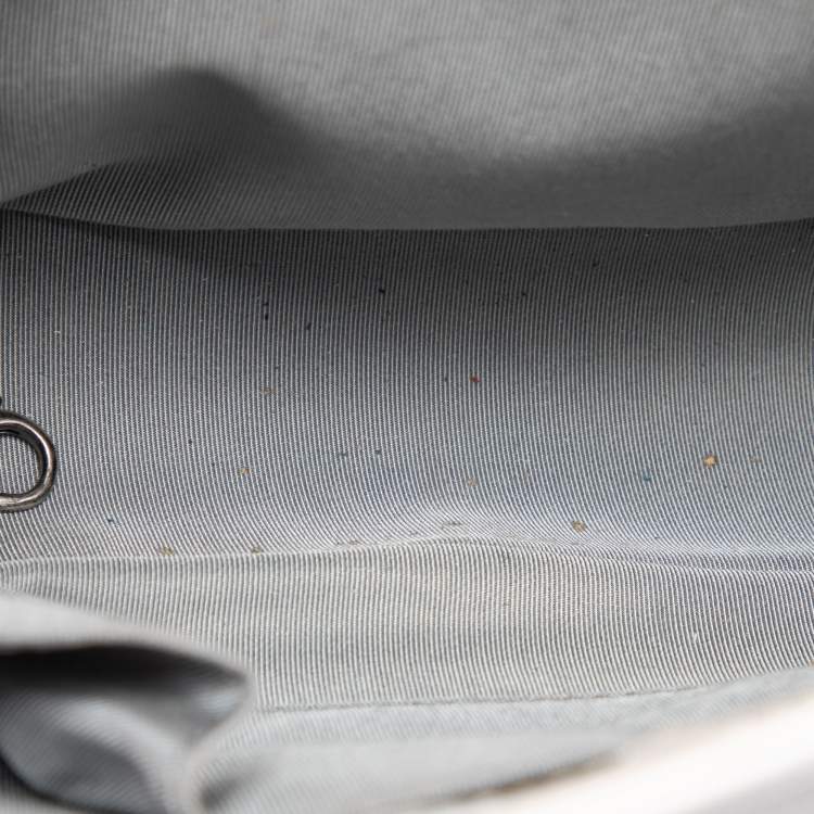 Pre Owned Chanel White Quilted Leather Large Wild Stitch Boy Bag