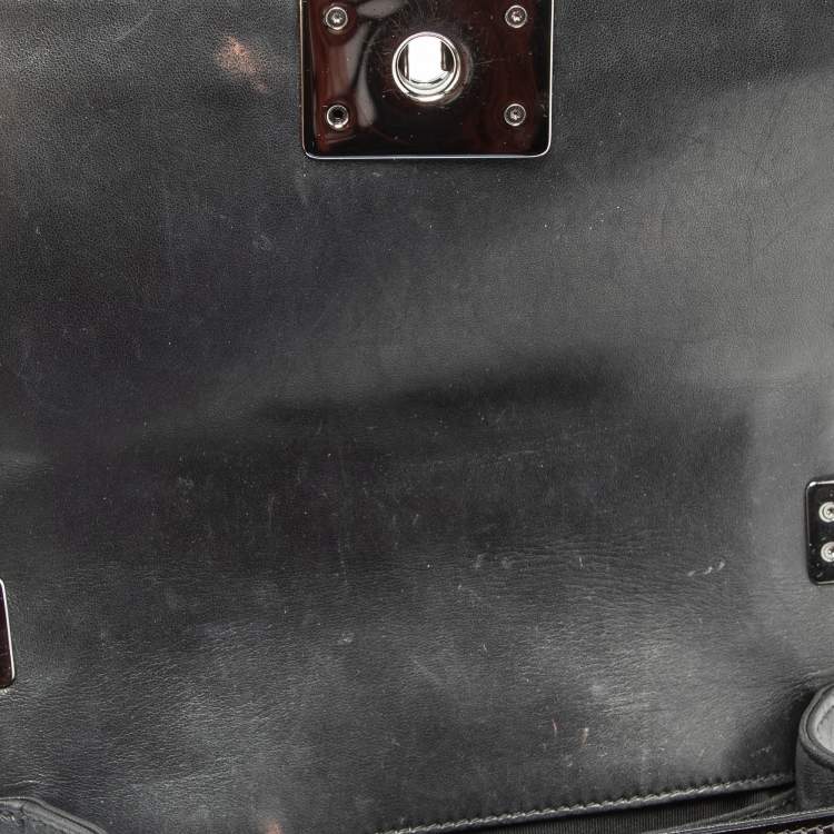 Pre Owned Chanel Plum Quilted Patent Leather Small Boy Flap Bag