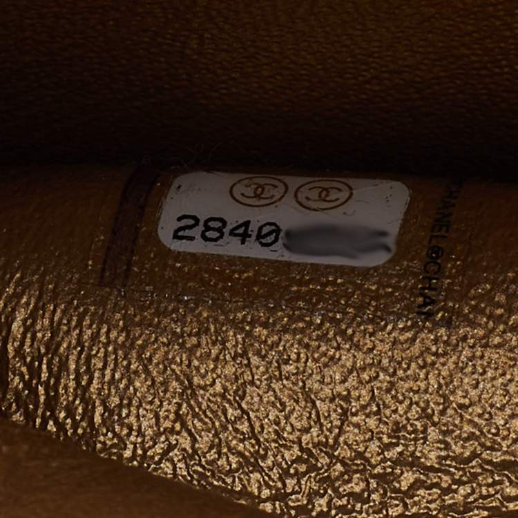 Pre Owned Chanel Black/Metallic Leather and Croc Embossed Small Kiss-lock Bag