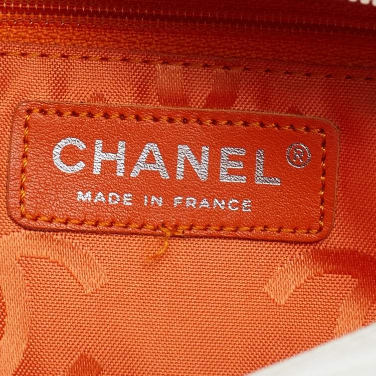 Pre Owned Chanel White Quilted Leather and Python Embossed CC Ligne Cambon Bag