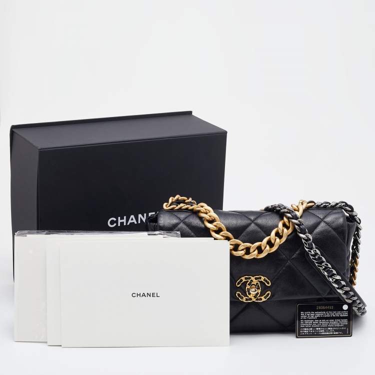 Pre Owned Chanel Black Quilted Leather CC Chain Link 19 Flap Bag