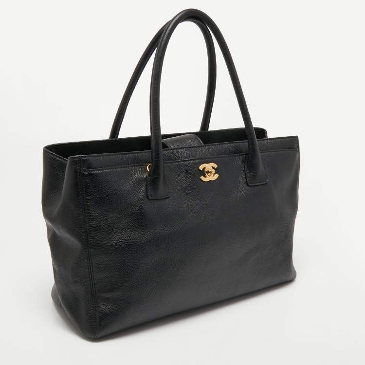 Pre Owned Chanel Black Caviar Leather Cerf Shopper Tote