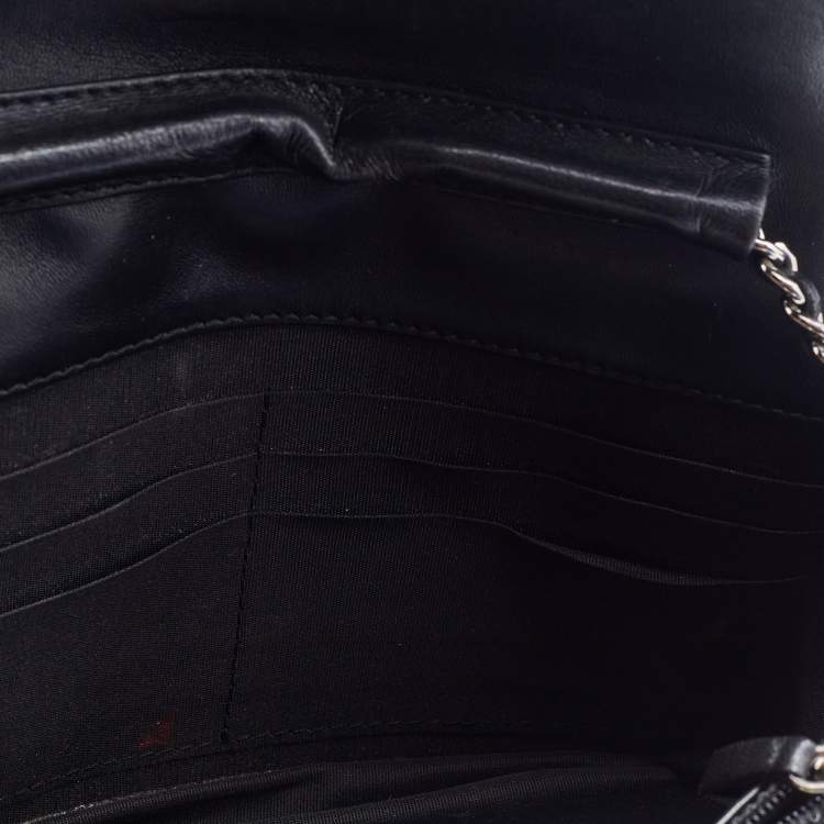 Pre Owned Chanel Black Quilted Leather Diamond CC Wallet On Chain