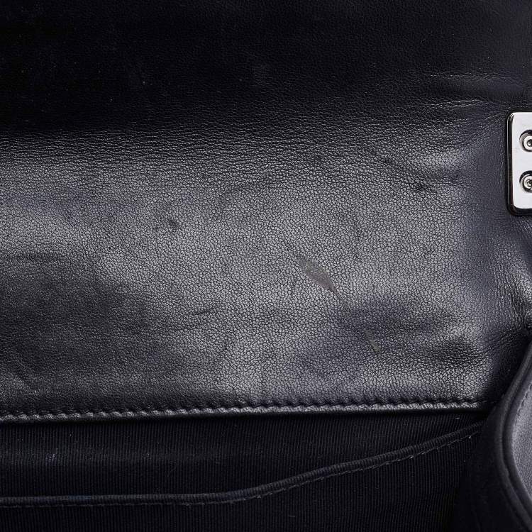 Pre Owned Chanel Deep Purple/Black Patent Leather Medium Boy Flap Bag